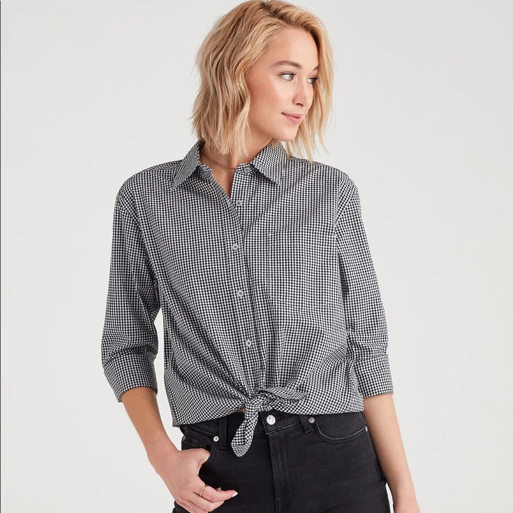 7 for all mankind gingham button down